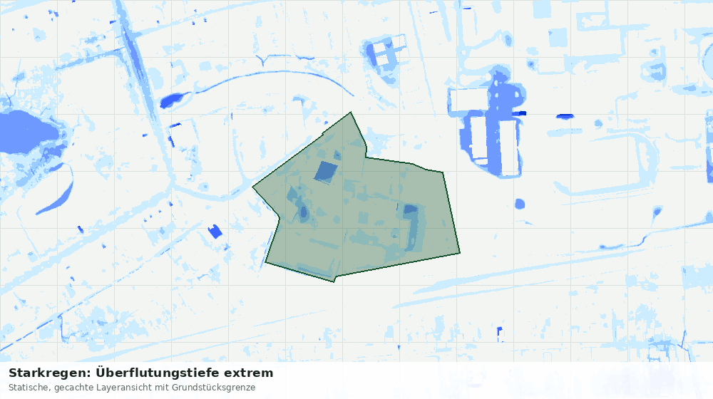 Statische Kartenansicht: Starkregen: Überflutungstiefe extrem