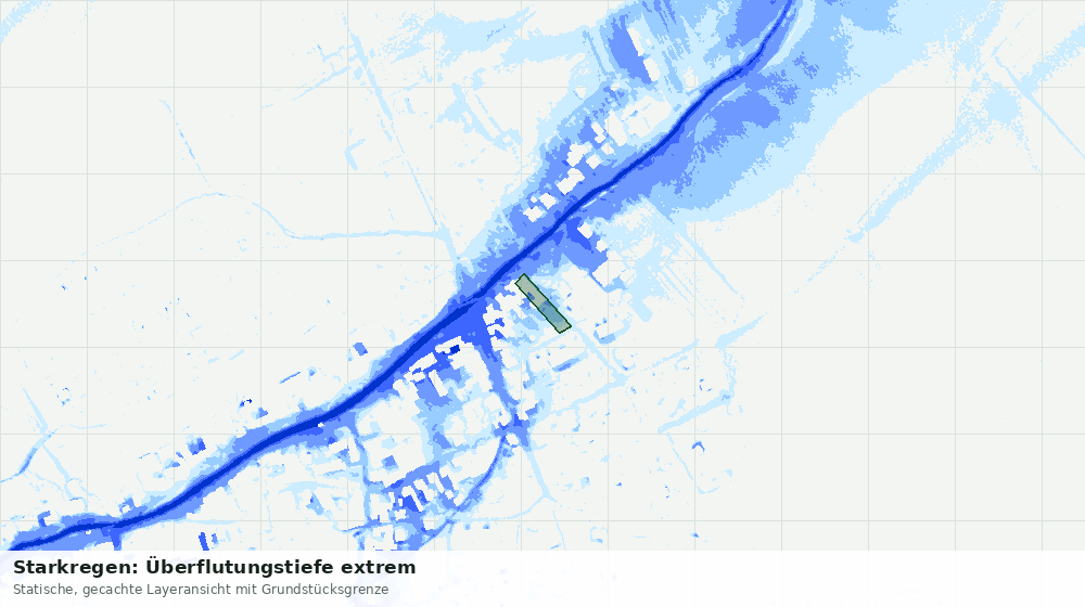 Statische Kartenansicht: Starkregen: Überflutungstiefe extrem