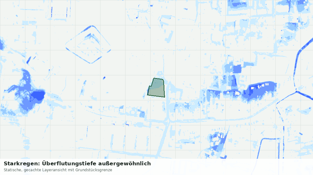 Statische Kartenansicht: Starkregen: Überflutungstiefe außergewöhnlich