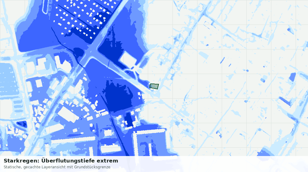 Statische Kartenansicht: Starkregen: Überflutungstiefe extrem