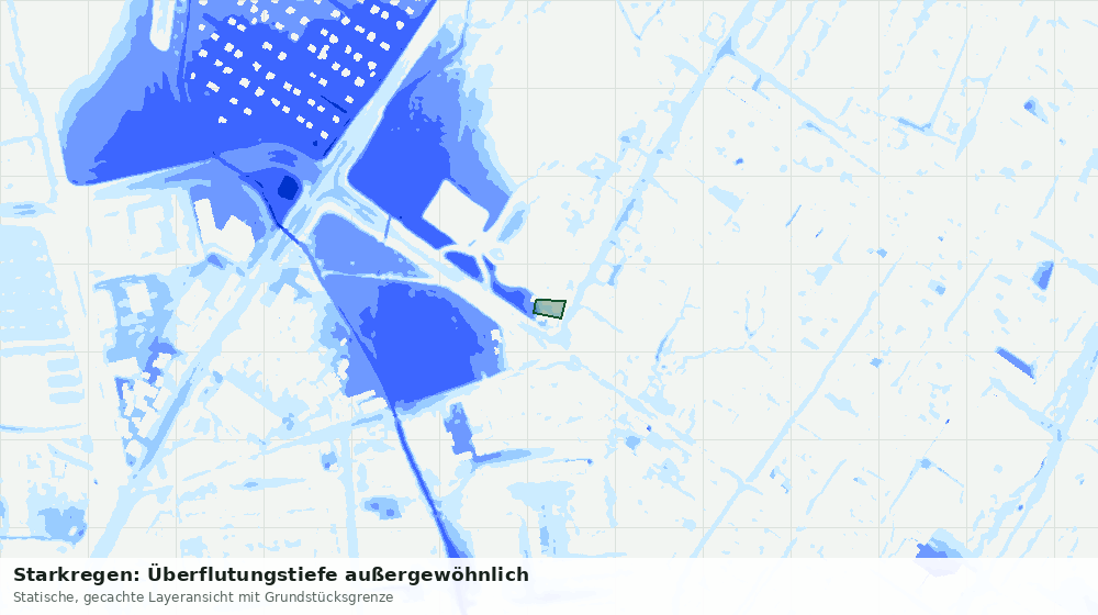 Statische Kartenansicht: Starkregen: Überflutungstiefe außergewöhnlich