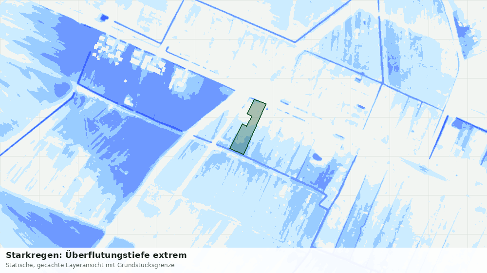 Statische Kartenansicht: Starkregen: Überflutungstiefe extrem