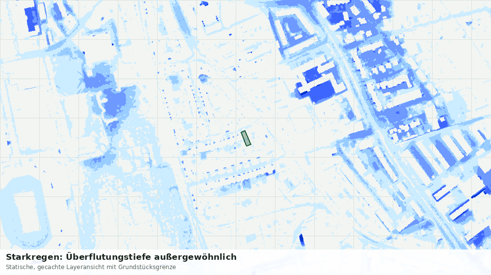 Statische Kartenansicht: Starkregen: Überflutungstiefe außergewöhnlich