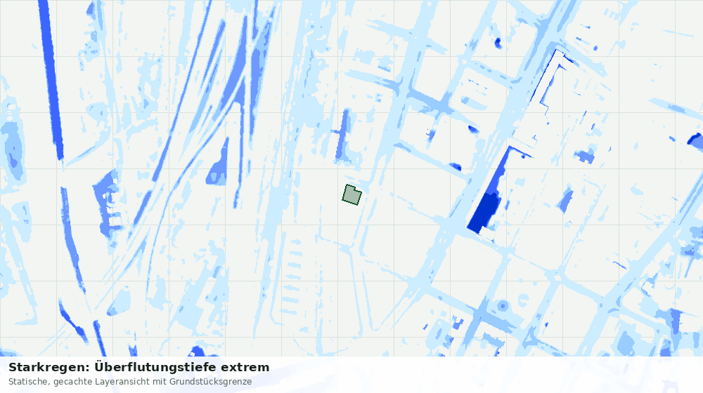 Statische Kartenansicht: Starkregen: Überflutungstiefe extrem