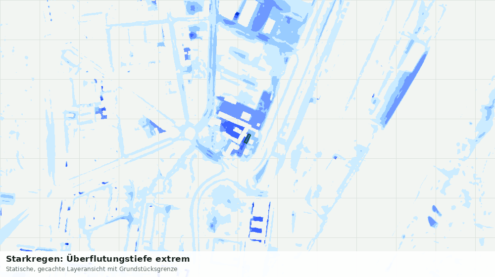 Statische Kartenansicht: Starkregen: Überflutungstiefe extrem