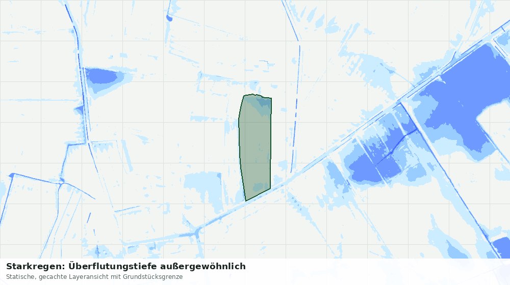 Statische Kartenansicht: Starkregen: Überflutungstiefe außergewöhnlich