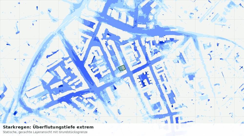 Statische Kartenansicht: Starkregen: Überflutungstiefe extrem