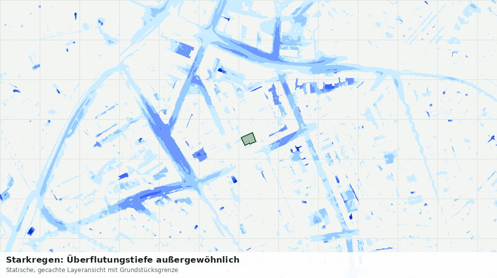 Statische Kartenansicht: Starkregen: Überflutungstiefe außergewöhnlich