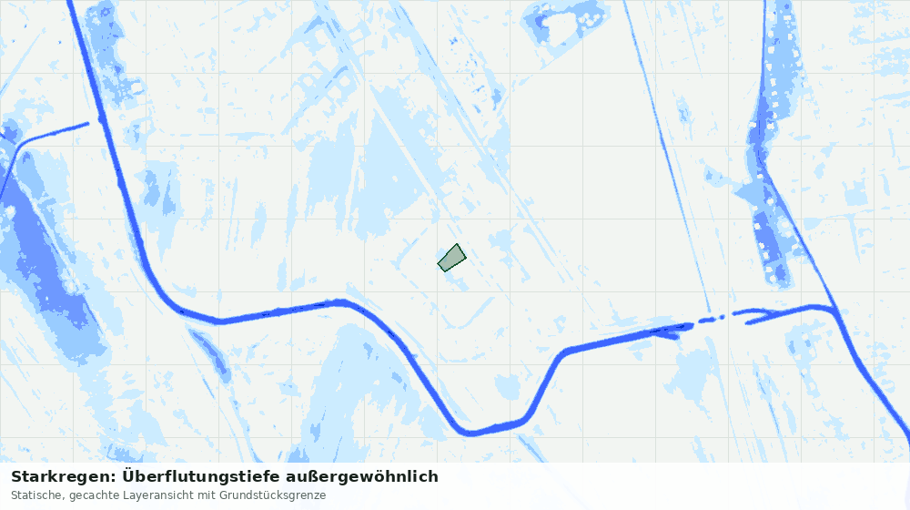 Statische Kartenansicht: Starkregen: Überflutungstiefe außergewöhnlich