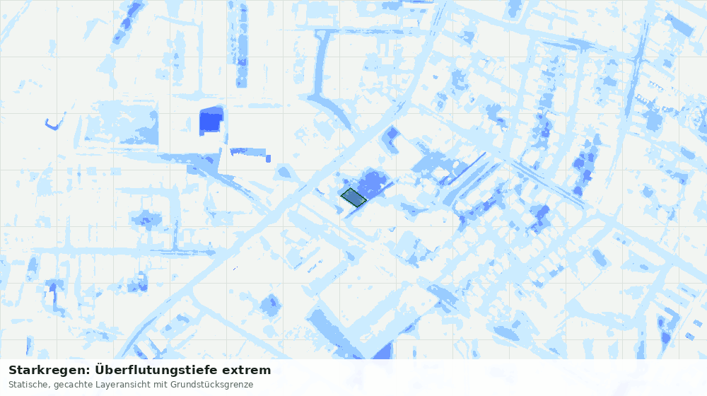 Statische Kartenansicht: Starkregen: Überflutungstiefe extrem