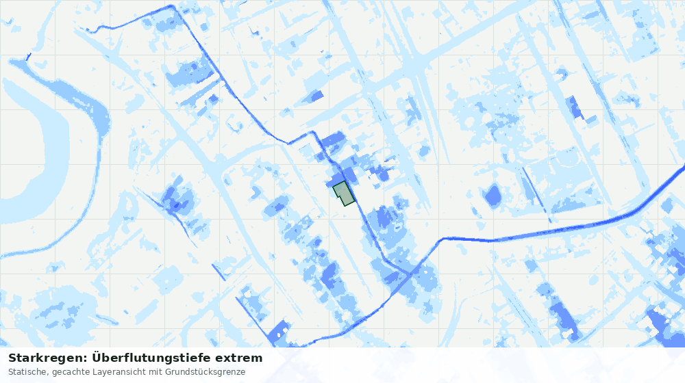 Statische Kartenansicht: Starkregen: Überflutungstiefe extrem