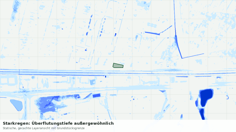 Statische Kartenansicht: Starkregen: Überflutungstiefe außergewöhnlich