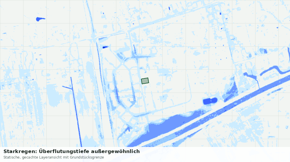 Statische Kartenansicht: Starkregen: Überflutungstiefe außergewöhnlich