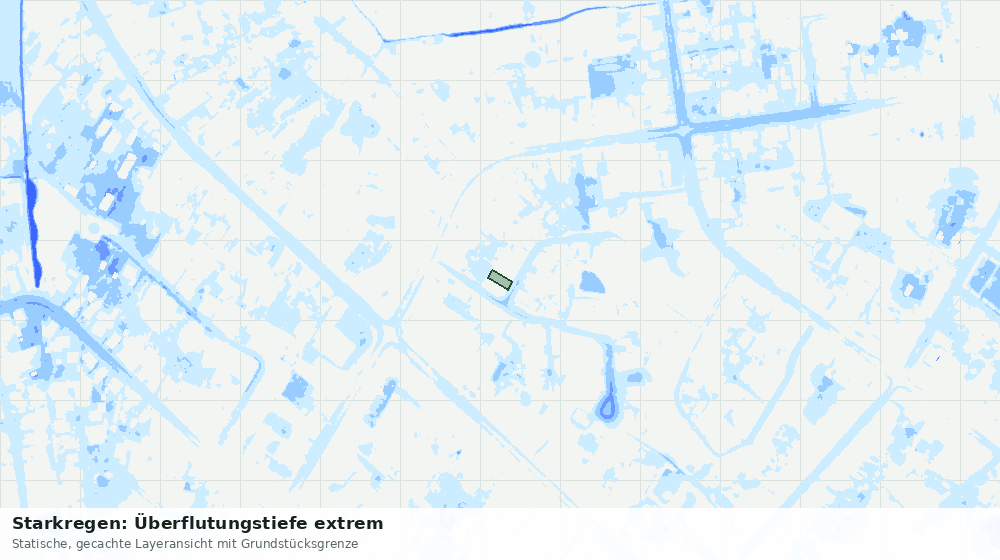 Statische Kartenansicht: Starkregen: Überflutungstiefe extrem