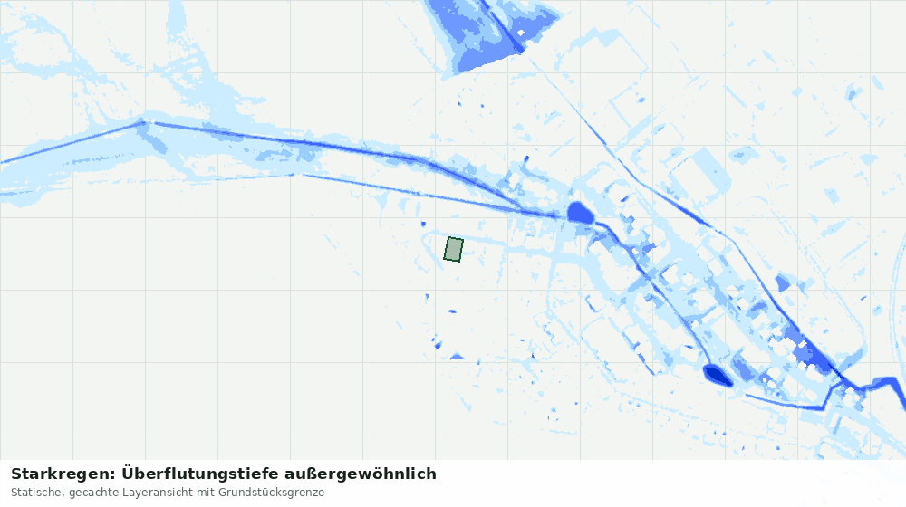 Statische Kartenansicht: Starkregen: Überflutungstiefe außergewöhnlich