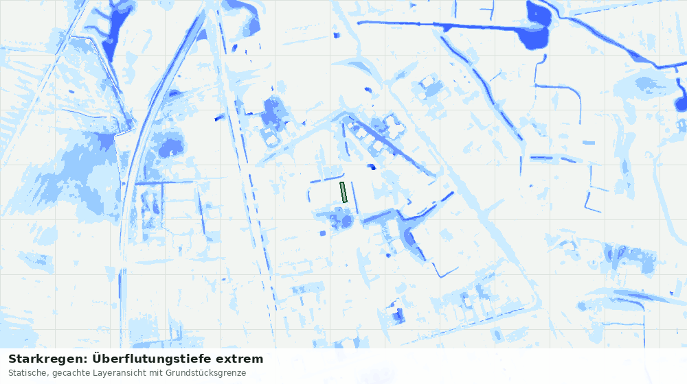 Statische Kartenansicht: Starkregen: Überflutungstiefe extrem