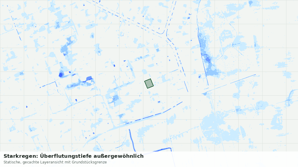 Statische Kartenansicht: Starkregen: Überflutungstiefe außergewöhnlich