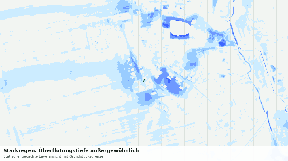 Statische Kartenansicht: Starkregen: Überflutungstiefe außergewöhnlich
