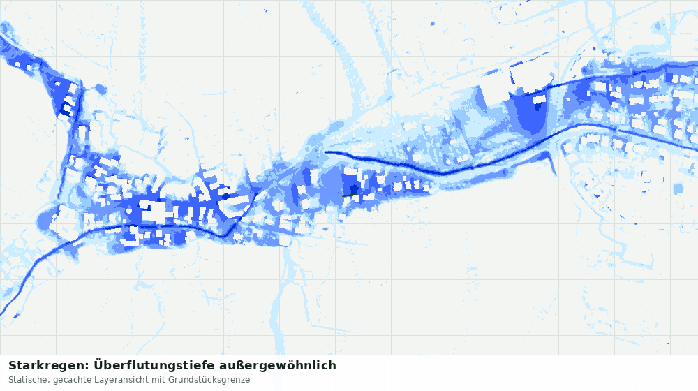 Statische Kartenansicht: Starkregen: Überflutungstiefe außergewöhnlich
