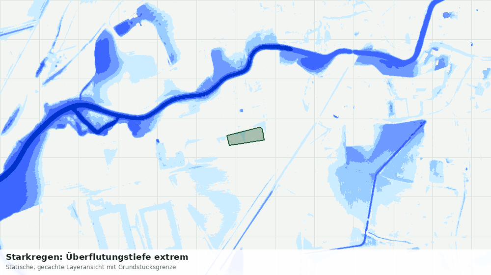 Statische Kartenansicht: Starkregen: Überflutungstiefe extrem