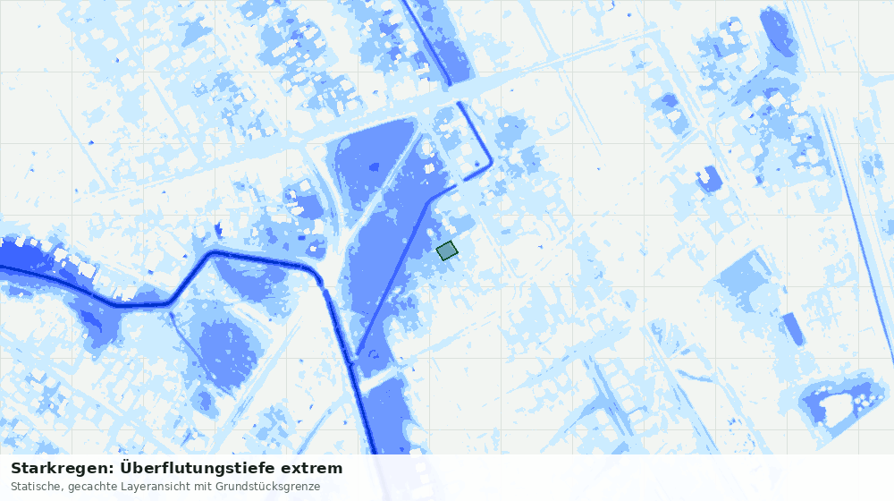 Statische Kartenansicht: Starkregen: Überflutungstiefe extrem