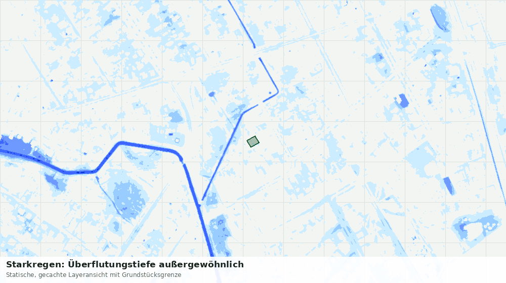 Statische Kartenansicht: Starkregen: Überflutungstiefe außergewöhnlich