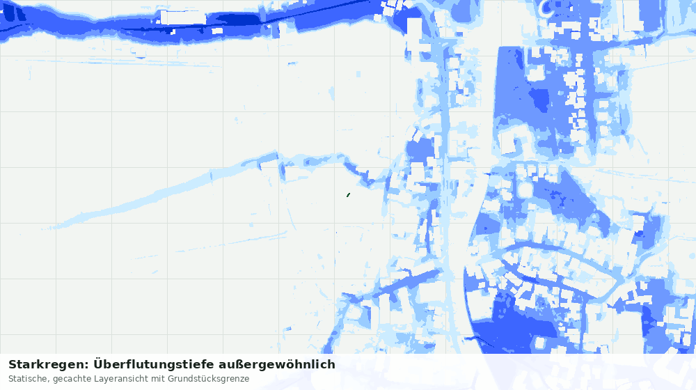 Statische Kartenansicht: Starkregen: Überflutungstiefe außergewöhnlich