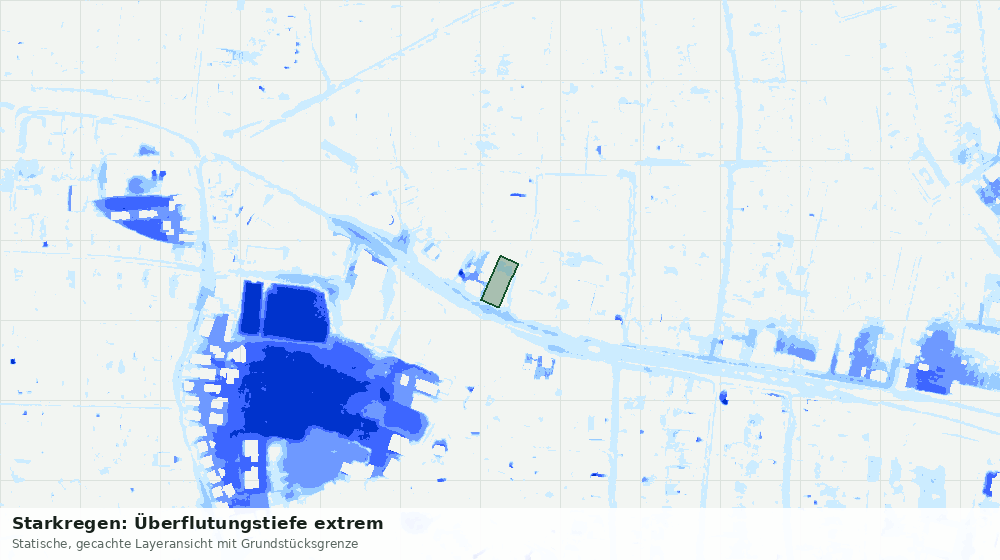 Statische Kartenansicht: Starkregen: Überflutungstiefe extrem