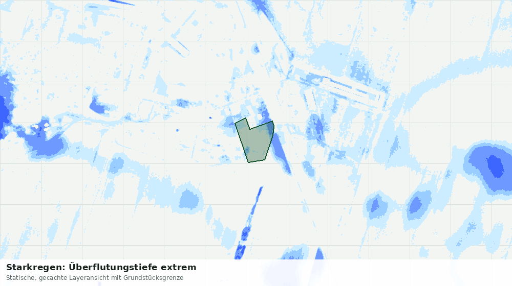 Statische Kartenansicht: Starkregen: Überflutungstiefe extrem
