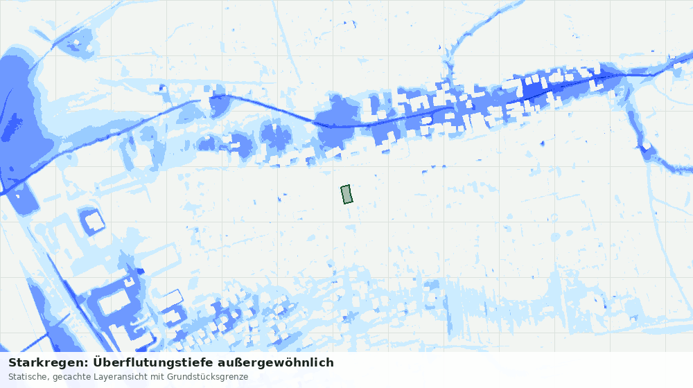 Statische Kartenansicht: Starkregen: Überflutungstiefe außergewöhnlich