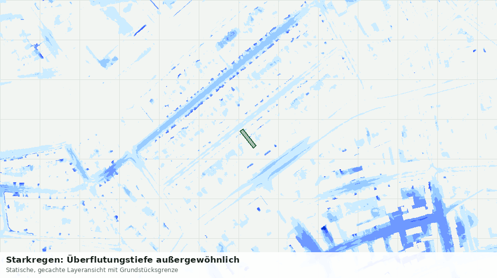 Statische Kartenansicht: Starkregen: Überflutungstiefe außergewöhnlich