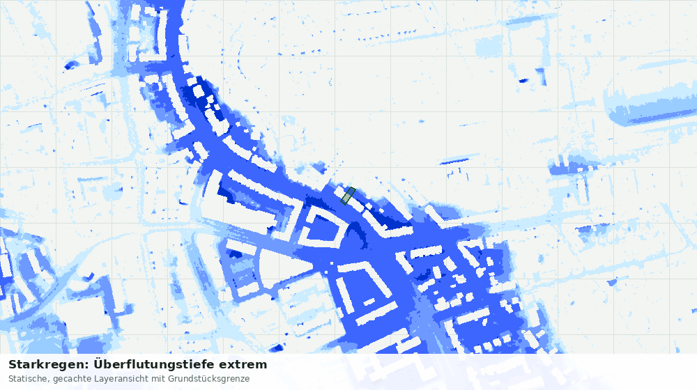 Statische Kartenansicht: Starkregen: Überflutungstiefe extrem