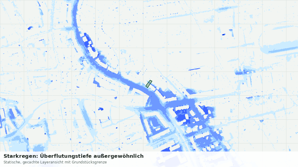 Statische Kartenansicht: Starkregen: Überflutungstiefe außergewöhnlich