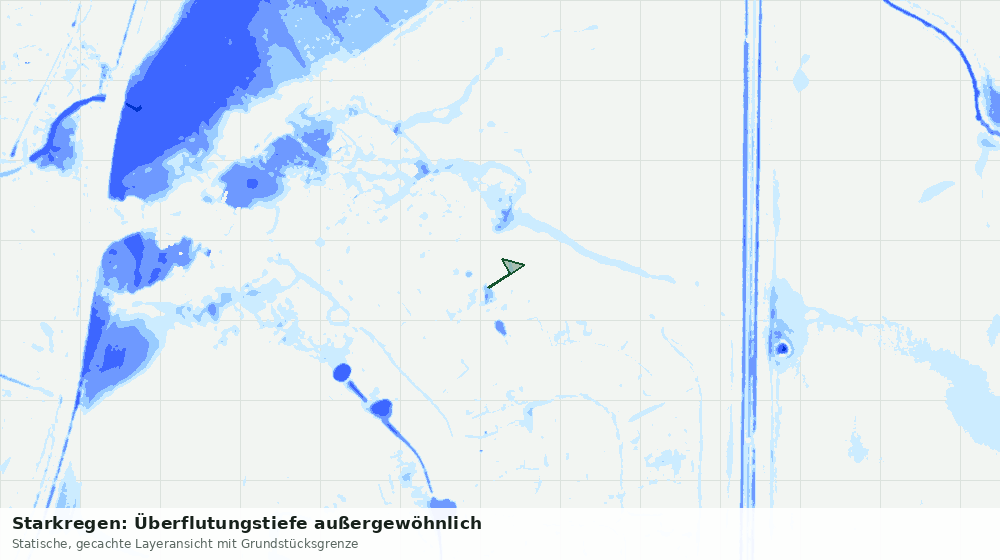 Statische Kartenansicht: Starkregen: Überflutungstiefe außergewöhnlich