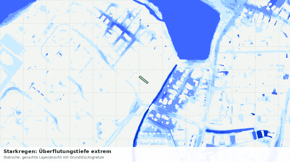 Statische Kartenansicht: Starkregen: Überflutungstiefe extrem