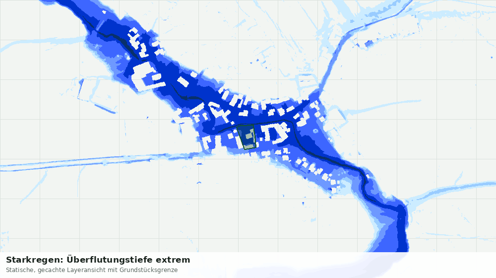 Statische Kartenansicht: Starkregen: Überflutungstiefe extrem