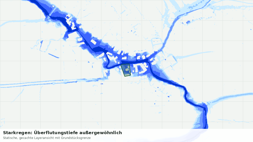 Statische Kartenansicht: Starkregen: Überflutungstiefe außergewöhnlich