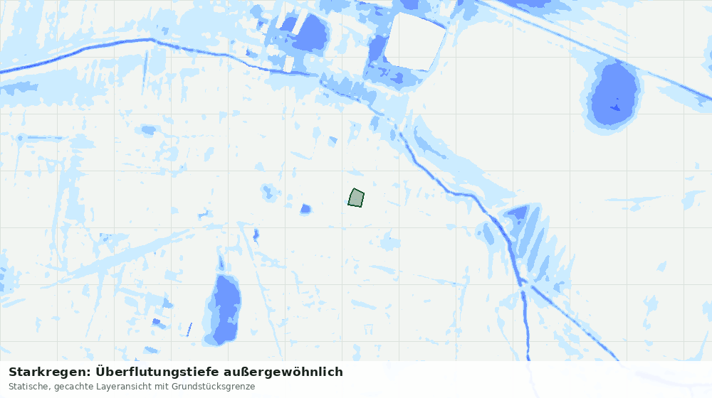 Statische Kartenansicht: Starkregen: Überflutungstiefe außergewöhnlich