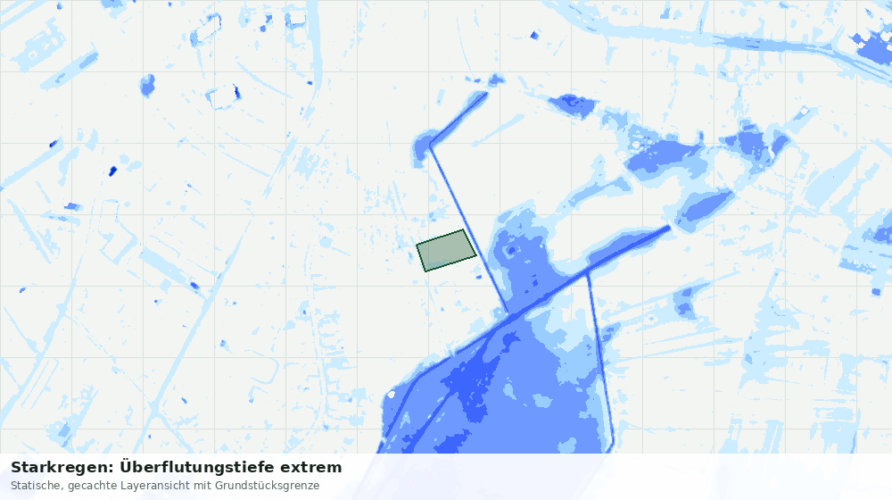 Statische Kartenansicht: Starkregen: Überflutungstiefe extrem