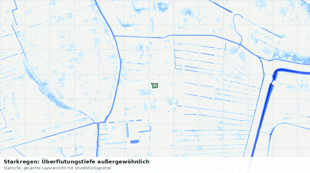 Statische Kartenansicht: Starkregen: Überflutungstiefe außergewöhnlich