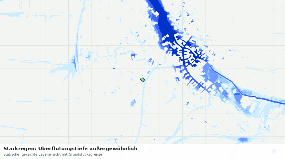 Statische Kartenansicht: Starkregen: Überflutungstiefe außergewöhnlich