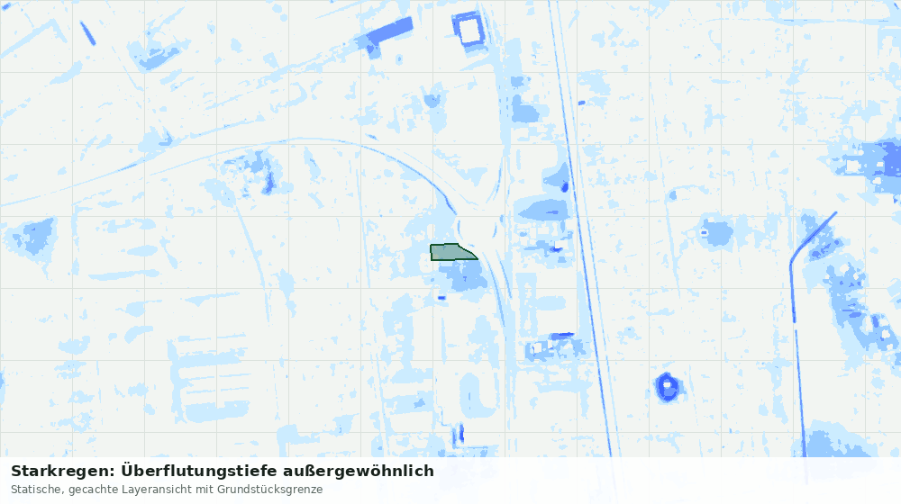 Statische Kartenansicht: Starkregen: Überflutungstiefe außergewöhnlich