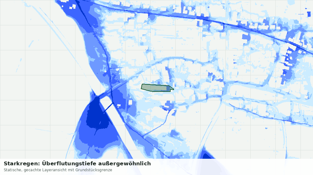 Statische Kartenansicht: Starkregen: Überflutungstiefe außergewöhnlich