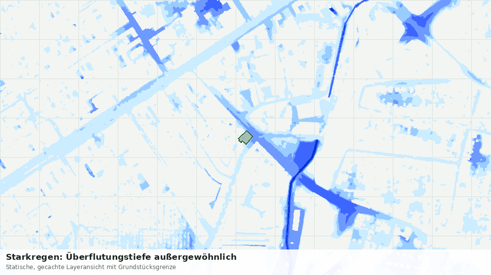 Statische Kartenansicht: Starkregen: Überflutungstiefe außergewöhnlich