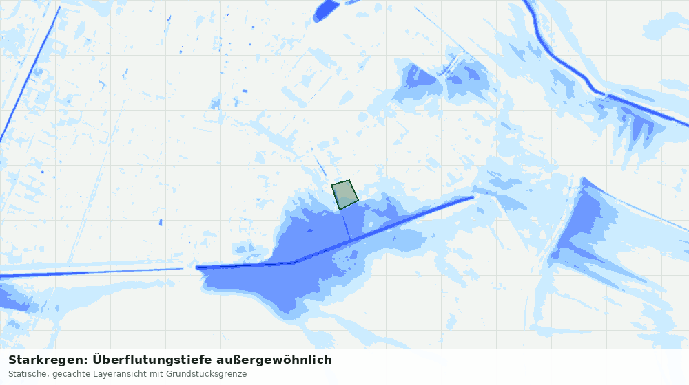 Statische Kartenansicht: Starkregen: Überflutungstiefe außergewöhnlich