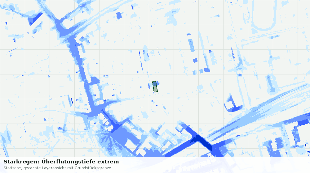 Statische Kartenansicht: Starkregen: Überflutungstiefe extrem