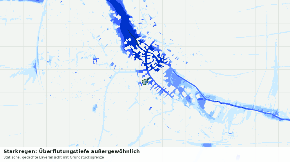 Statische Kartenansicht: Starkregen: Überflutungstiefe außergewöhnlich