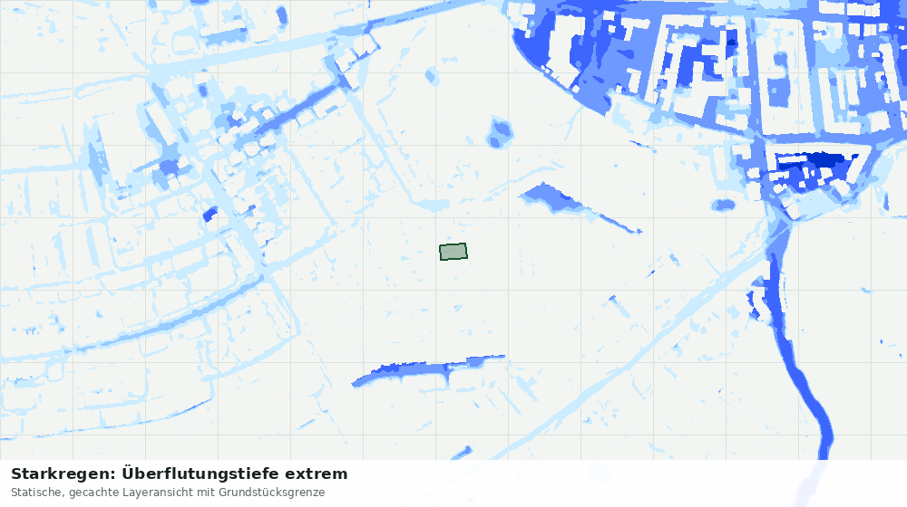Statische Kartenansicht: Starkregen: Überflutungstiefe extrem