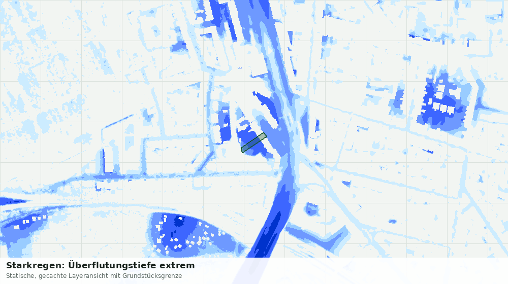Statische Kartenansicht: Starkregen: Überflutungstiefe extrem