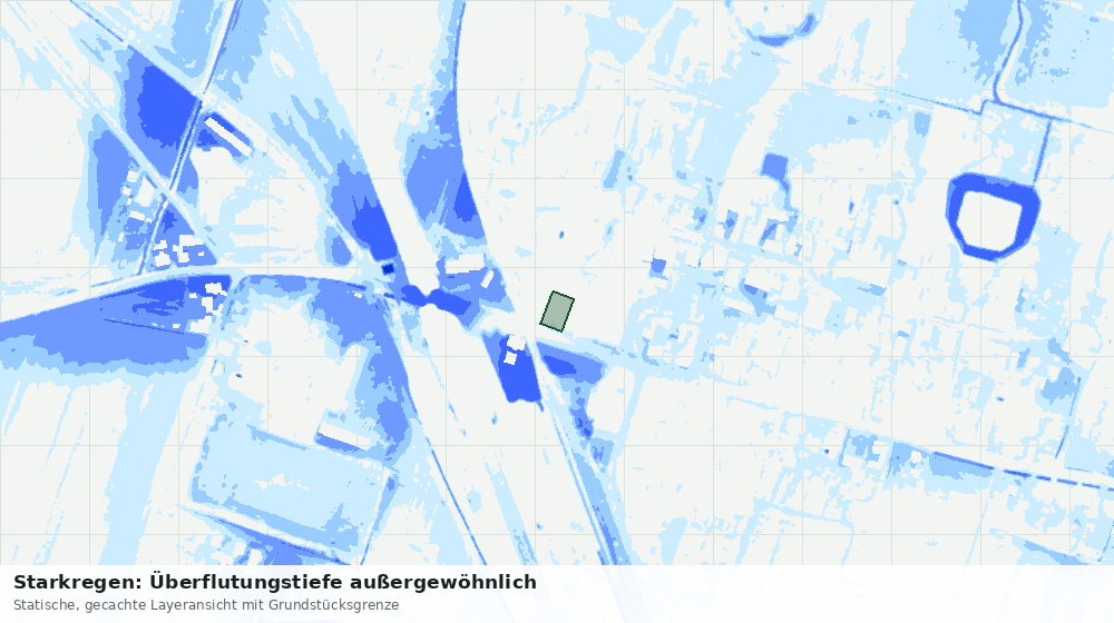 Statische Kartenansicht: Starkregen: Überflutungstiefe außergewöhnlich